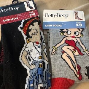 Betty Boop Crew Socks - Black and Red